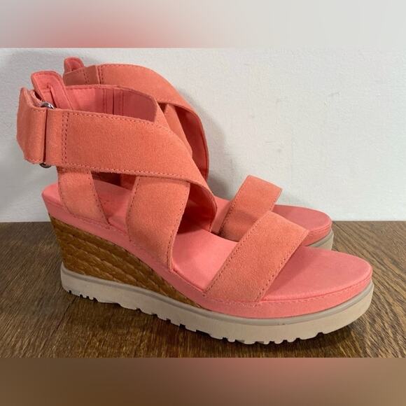 UGG ILEANA Suede Espadrilles in vibrant coral Size 8 - Picture 6 of 6